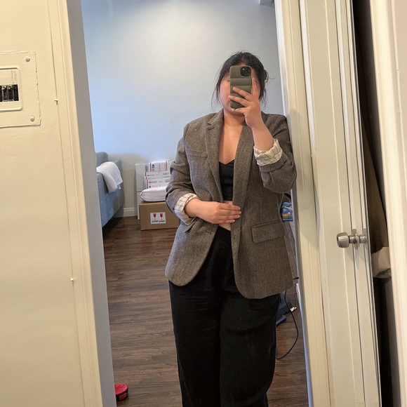 Gap Vintage Menswear Plaid Brown Oversized blazer - Picture 4 of 12